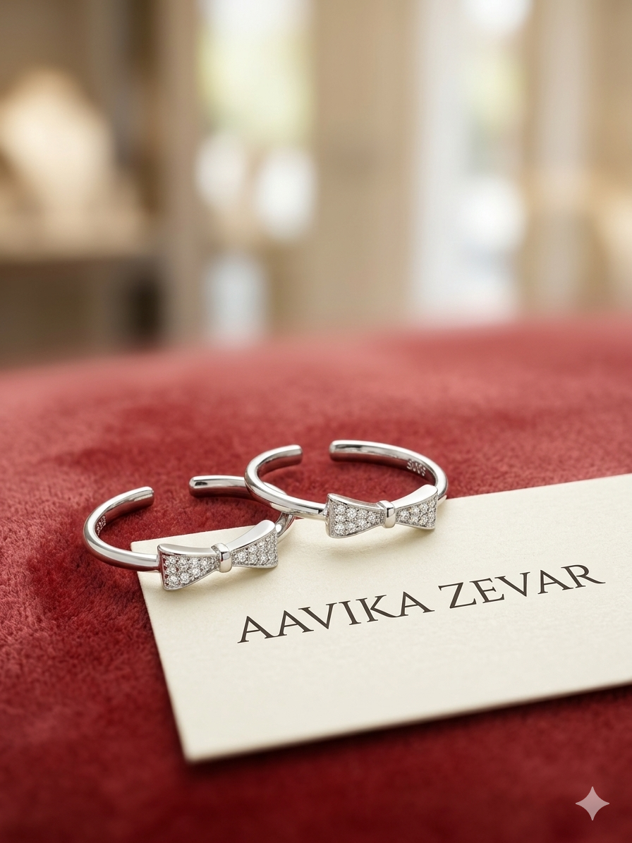 Sterling Silver american dimond bow Toe Rings