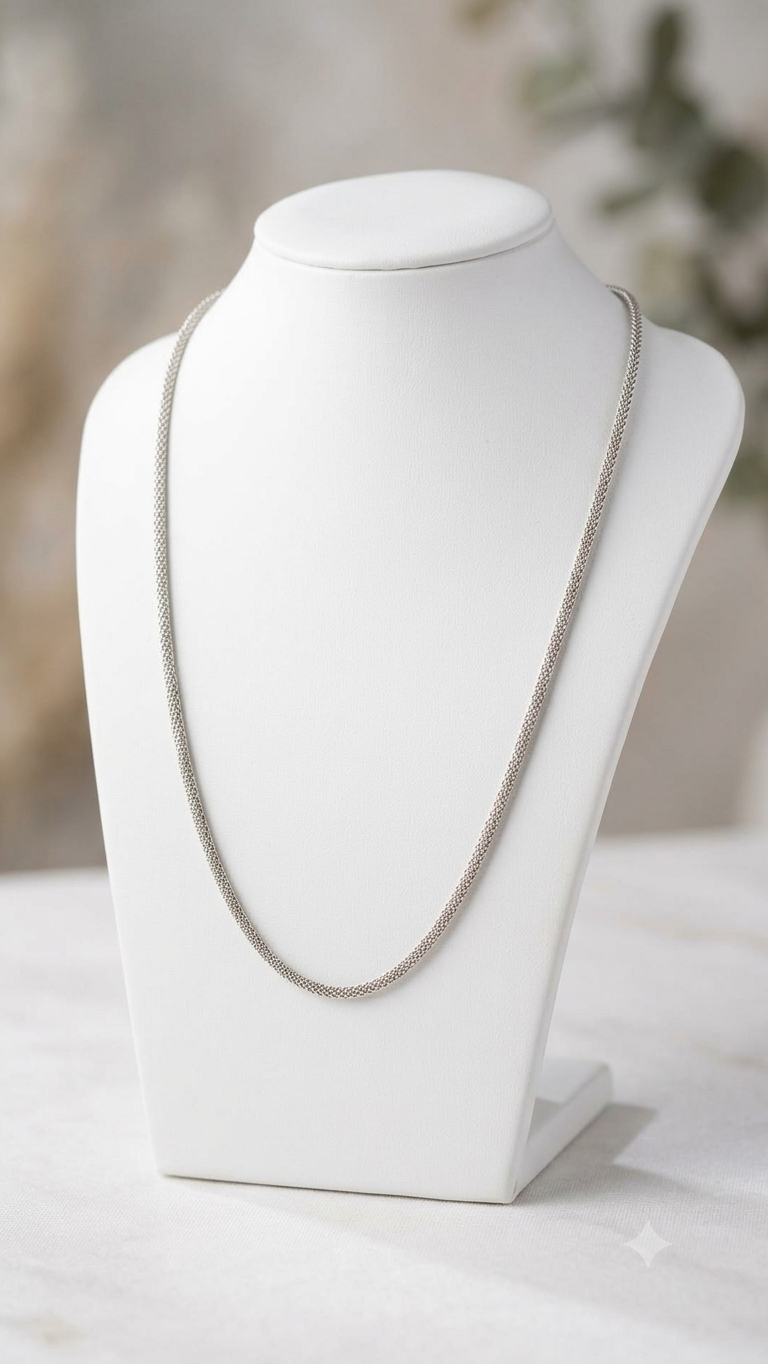 Men’s And Kids 925 Sterling Silver Round Foxtail / Mesh And Kids Link Chain
