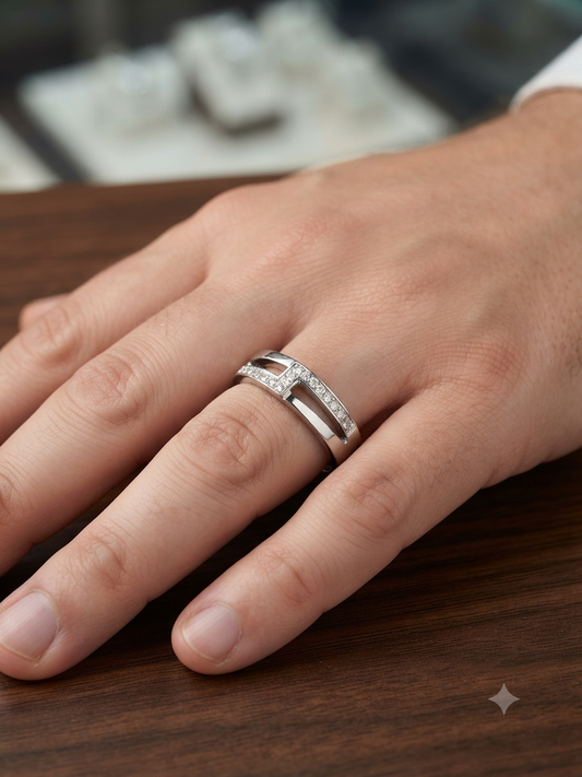 Modern Geometric Cut-Out Sterling Silver Ring