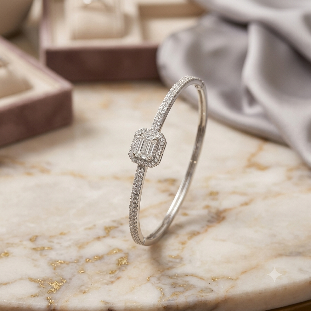 Silver squre kada for girls