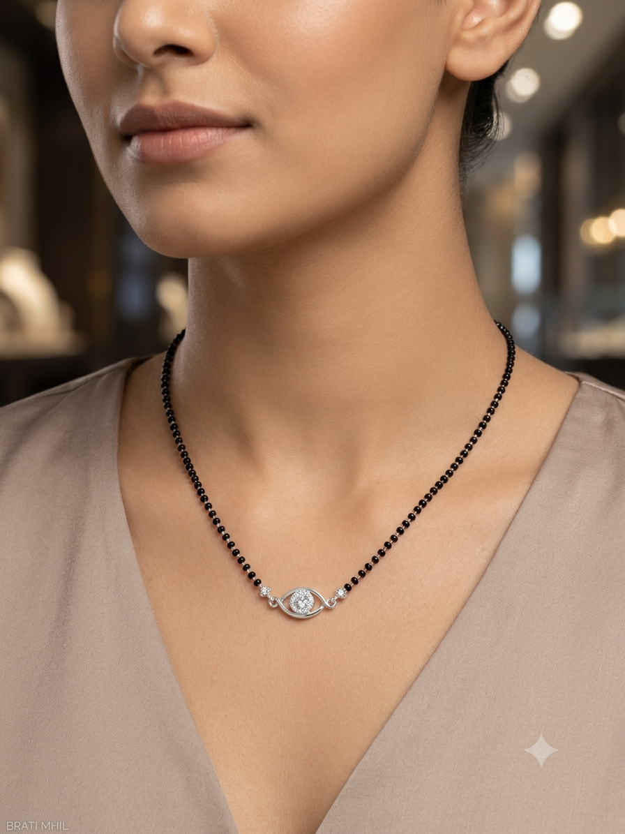 Stylish eye Pendant Silver Mangalsutra for Women