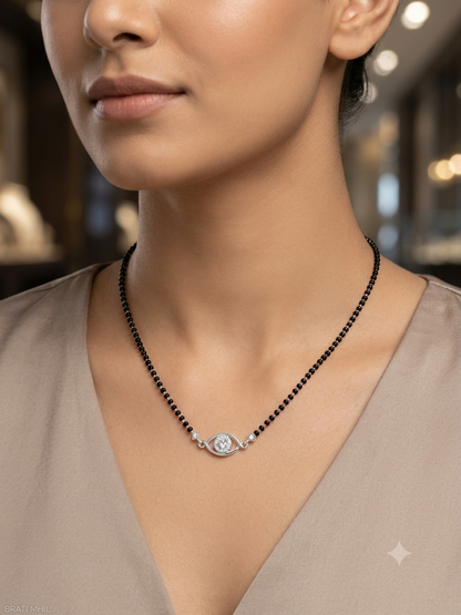 Stylish eye Pendant Silver Mangalsutra for Women
