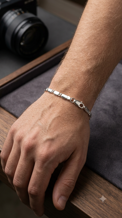 Silver Cylindrical Capsule Link Bracelet