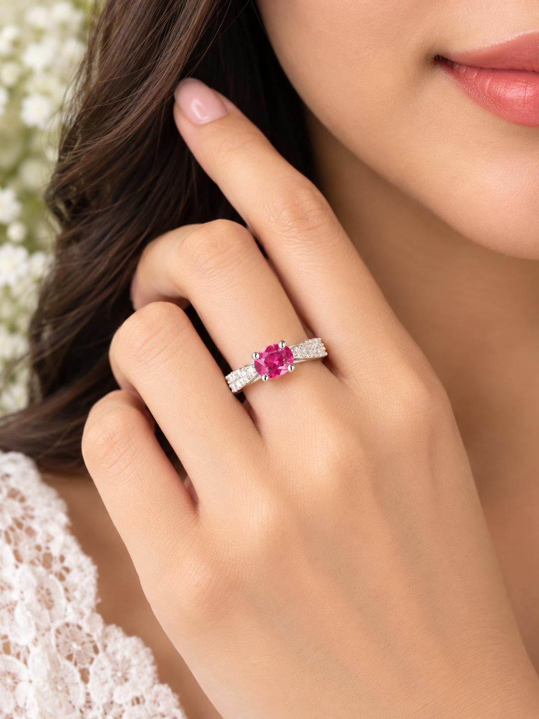 925 Silver Crimson Blush Ruby Solitaire Ring