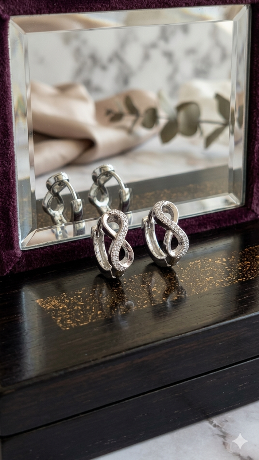 925 Sterling Silver Infinity Hoop Earrings | Aavika Zevar Diamond & CZ Bali