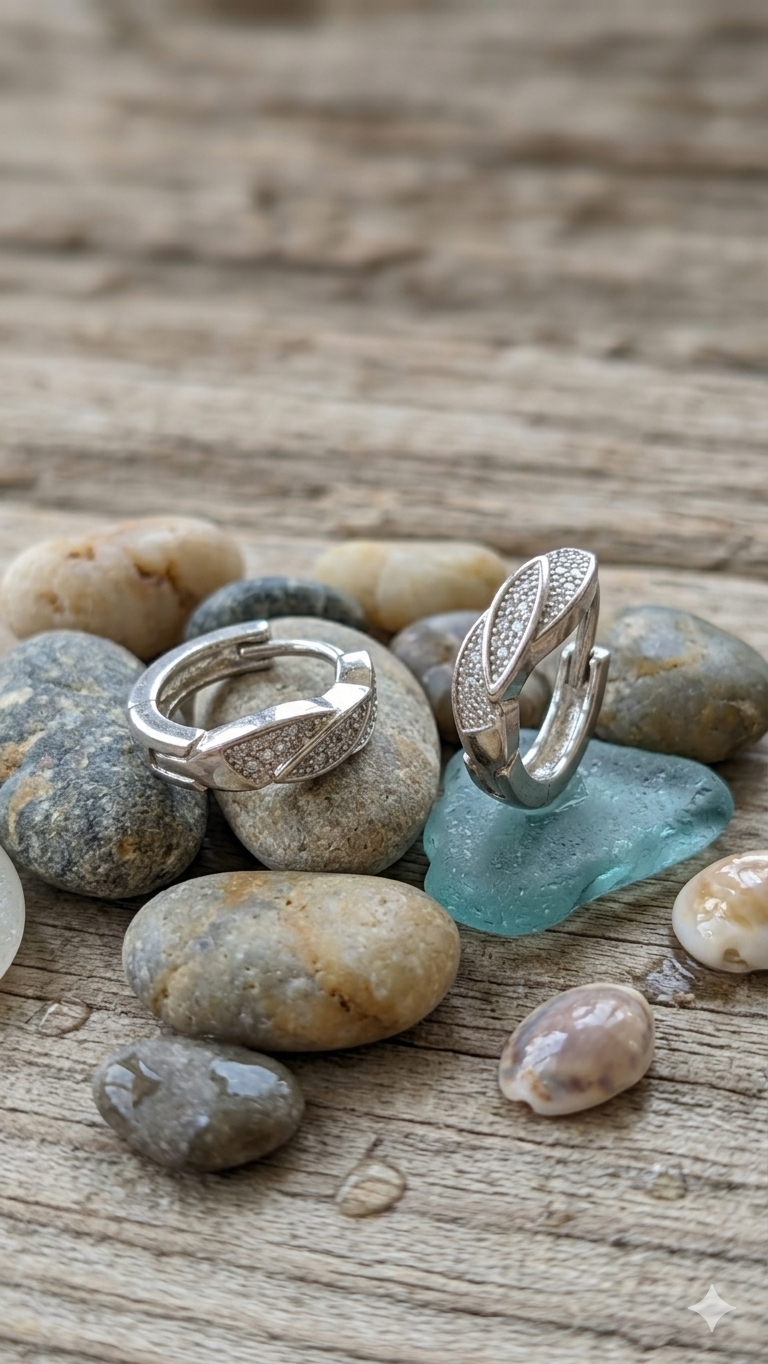925 Sterling Silver Hoop Earrings | Aavika Zevar Diamond & CZ Bali