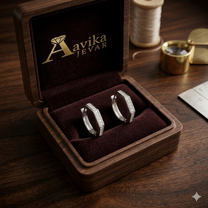 925 Sterling Silver Hoop Earrings | Aavika Zevar Diamond & CZ Bali