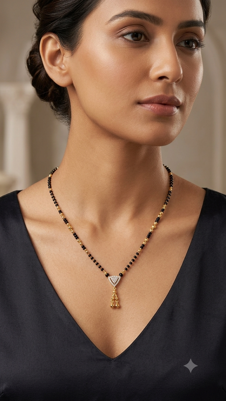 Classic Gold-Plated CZ Pendant Silver Mangalsutra