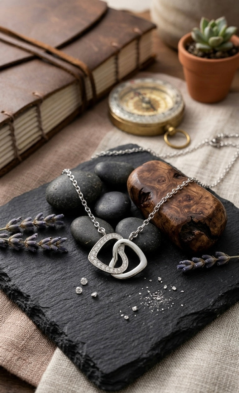 Aavika Zevar double heart shape Pendant Necklace