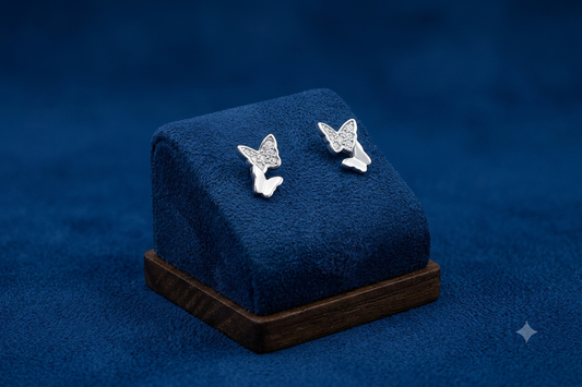 Sparkling Butterfly Italian 925 Silver Tops Earrings