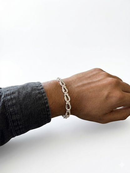 Elegant Men's Silver Franco Link ID Bracelet