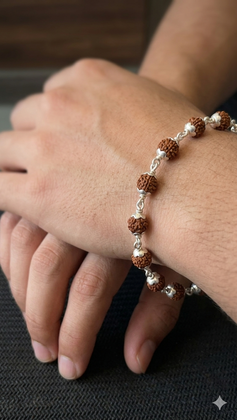 Silver Rudraksha Bracelet / rakhi