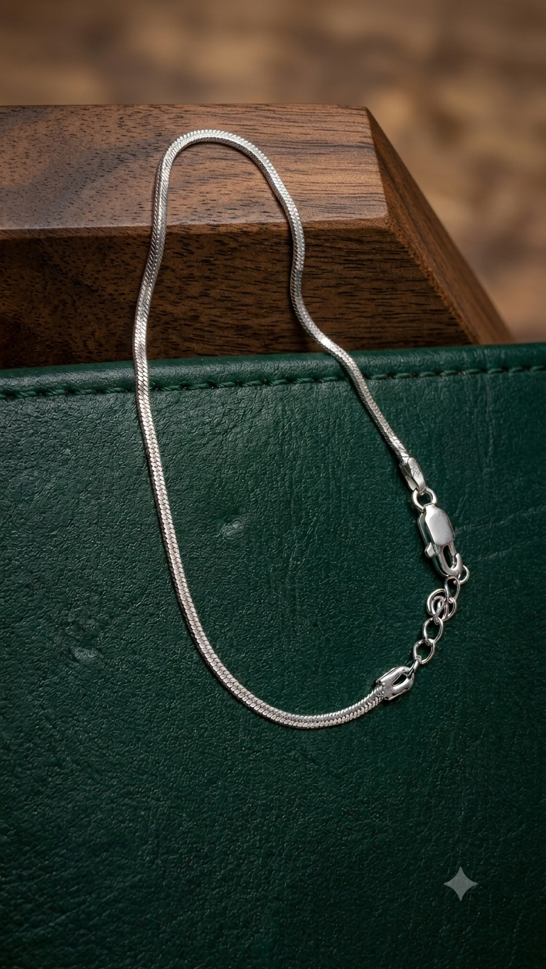 Sterling Silver Flat Snake Chain Bracelet
