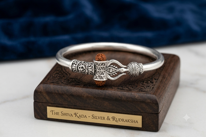 Pure Silver Ganesha Rudraksha Kada Bracelet for Men & Women