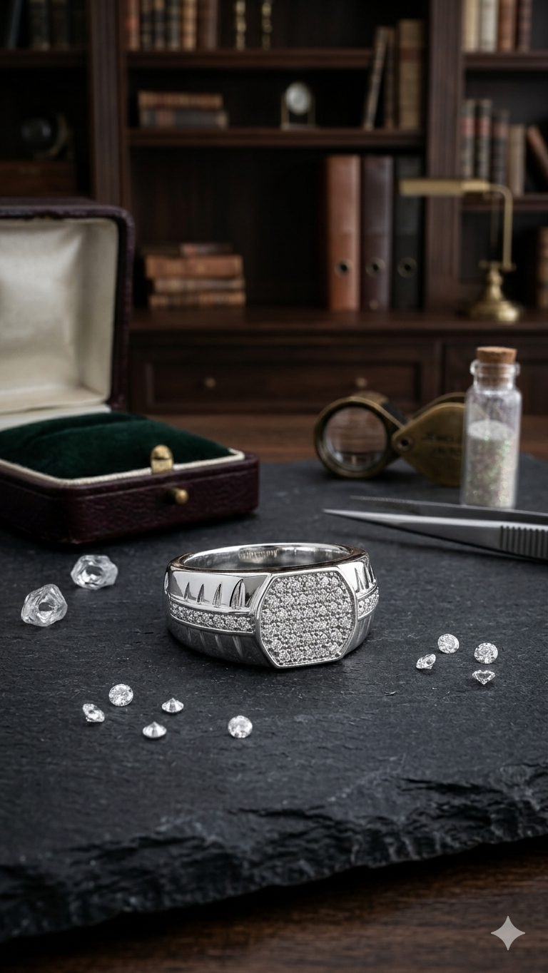 Men’s Statement Geometric Silver Ring
