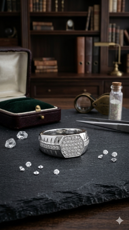 Men’s Statement Geometric Silver Ring