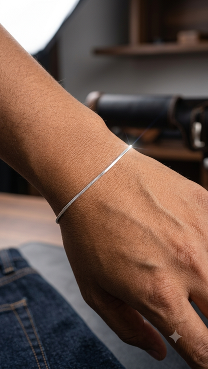 Sterling Silver Flat Snake Chain Bracelet