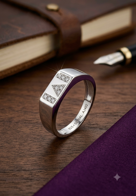 Geometric Signet Sterling Silver Ring for Men