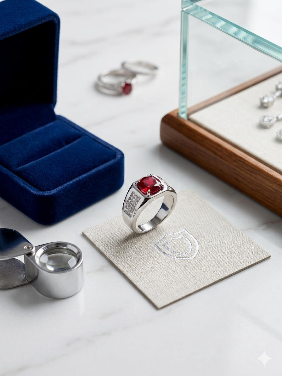 Imperial Ruby Red Gemstone Ring in 925 Sterling Silver – Men’s Luxury Collection