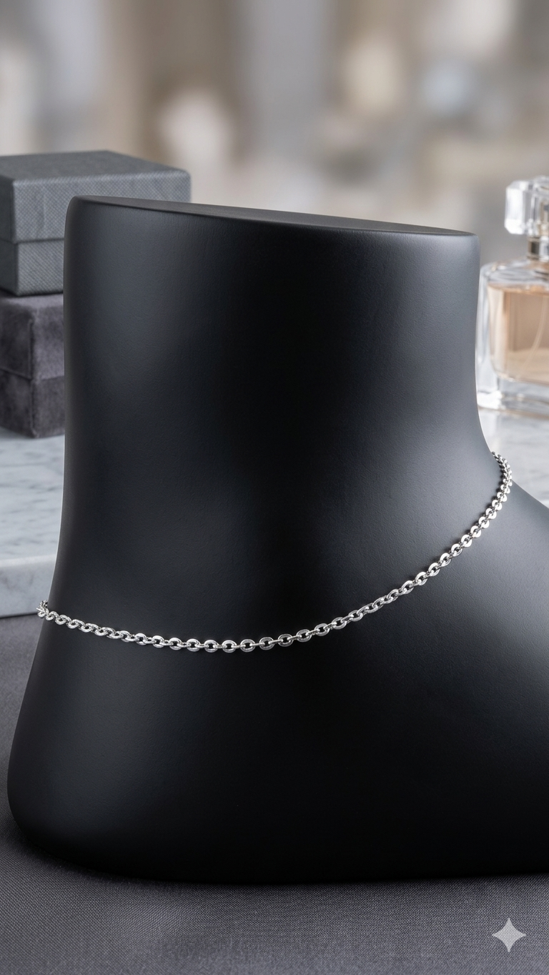 Sterling Silver press Chain Anklet pair