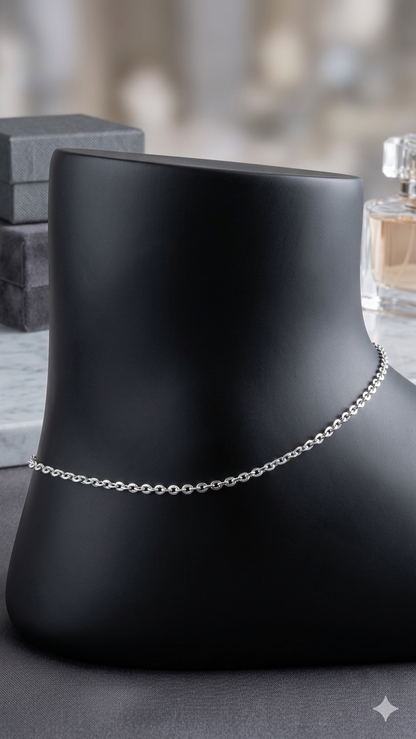Sterling Silver press Chain Anklet pair