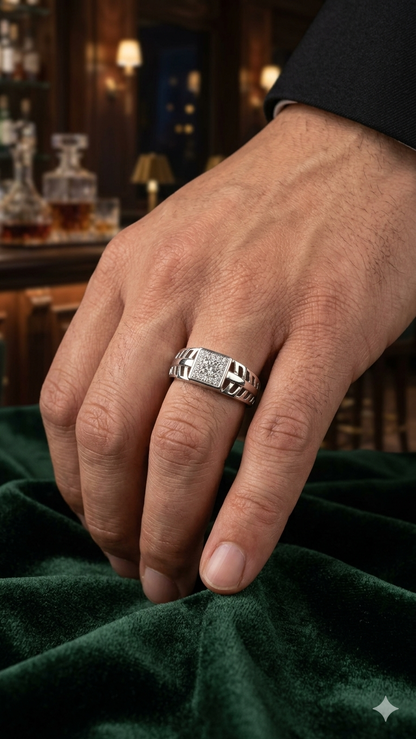 Men’s Statement Geometric Silver Ring