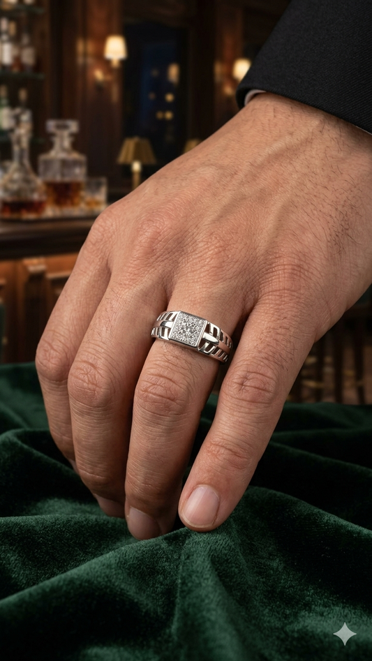 Men’s Statement Geometric Silver Ring