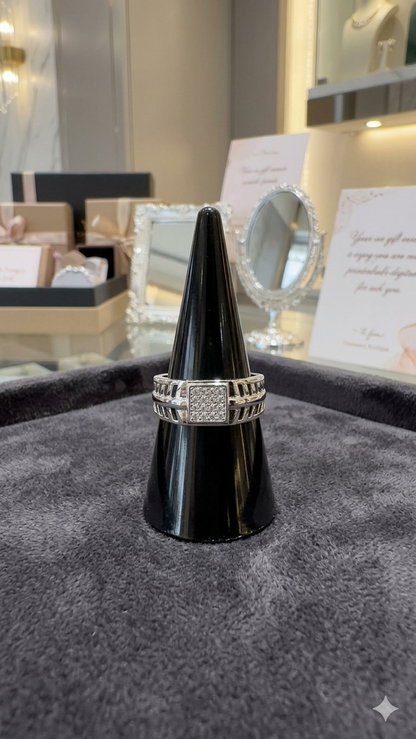 Men’s Statement Geometric Silver Ring