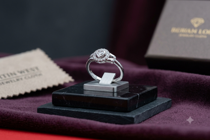Heart-Cut Diamond Halo Ring with Split-Shoulder Ring