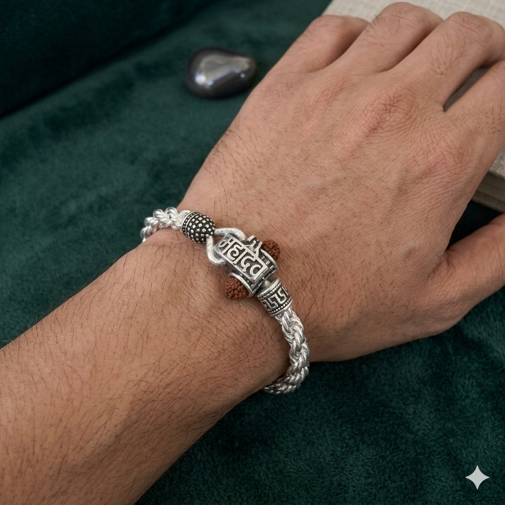 Stylish rope Chain mahadev Bracelet for Men