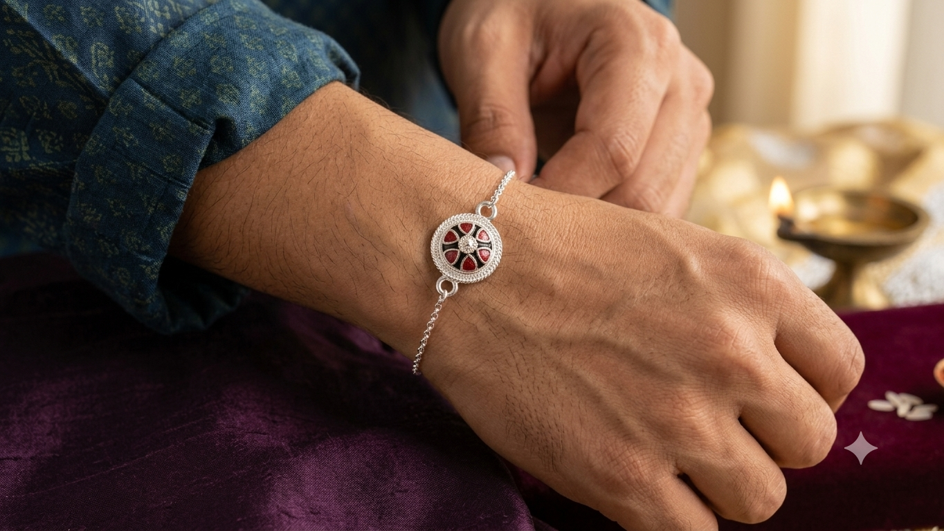 925 Silver Floral Mandala Bracelet / Rakhi