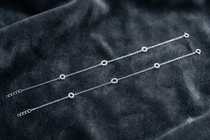 Dainty Silver CZ Halo Station Chain Anklet Pair/single (Payal)