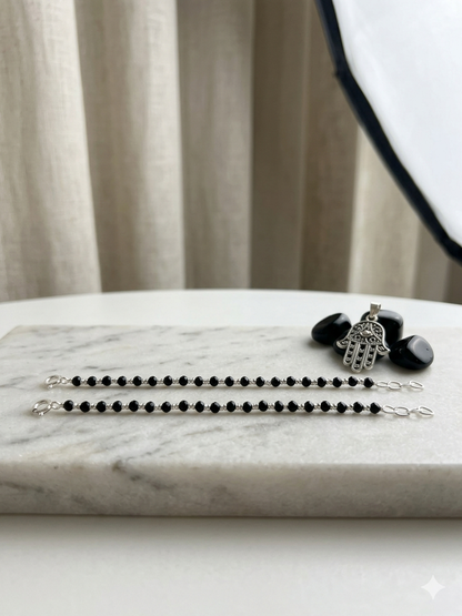 Silver nazariya with Black beads