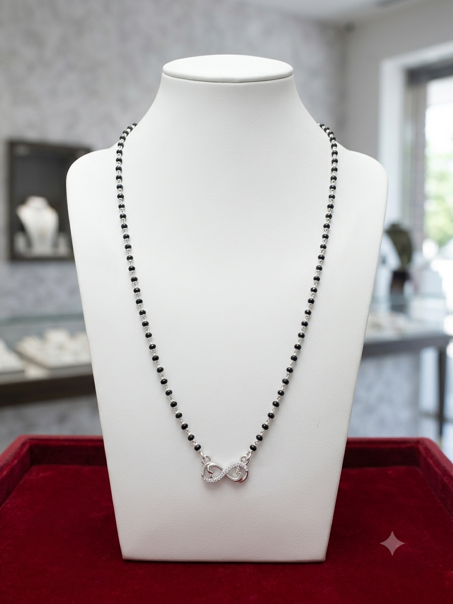 LunaDrop Contemporary Silver Mangalsutra with infinity pendant