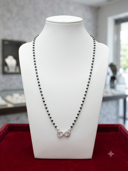 LunaDrop Contemporary Silver Mangalsutra with infinity pendant