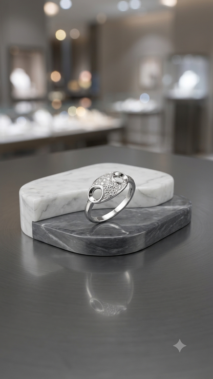 Contemporary Coffee Bean Cutout Ring in 925 Silver