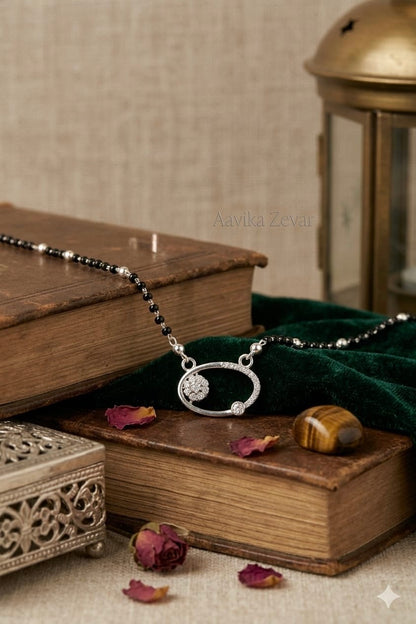 Modern Silver Mangalsutra with Minimal Pendant