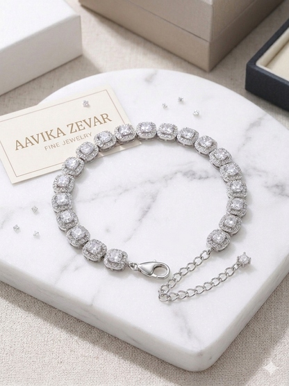 Silver Adjustable Tennis Bracelet for Women