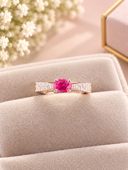 925 Silver Crimson Blush Ruby Solitaire Ring