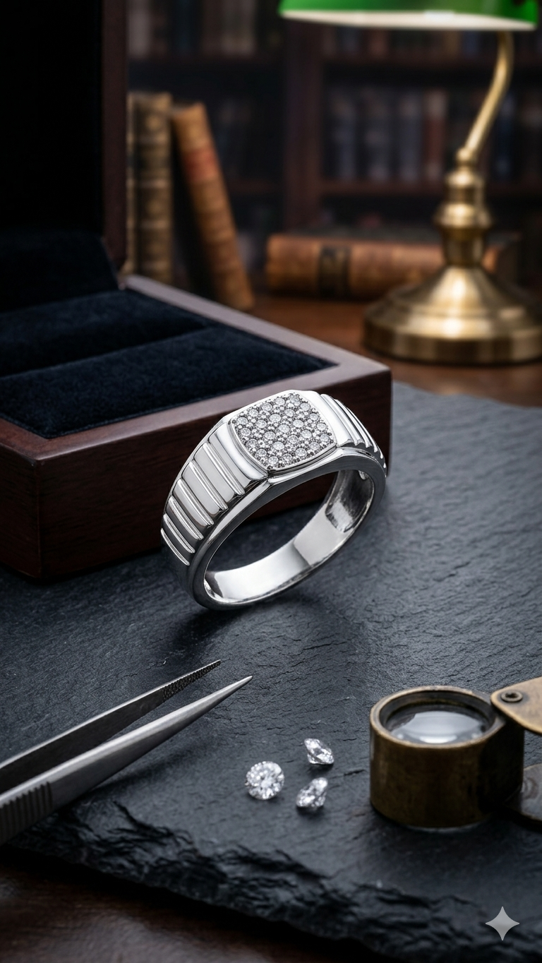 Men’s Statement Geometric Silver Ring