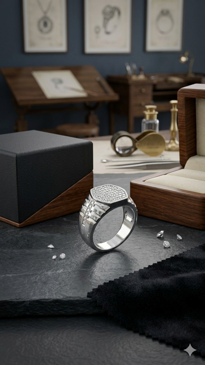 Men’s Statement Geometric Silver Ring