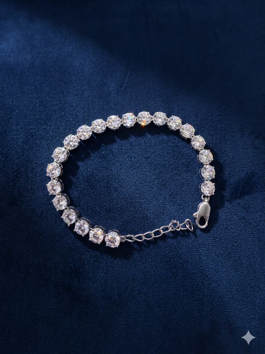 Silver Adjustable Tennis Bracelet for Women