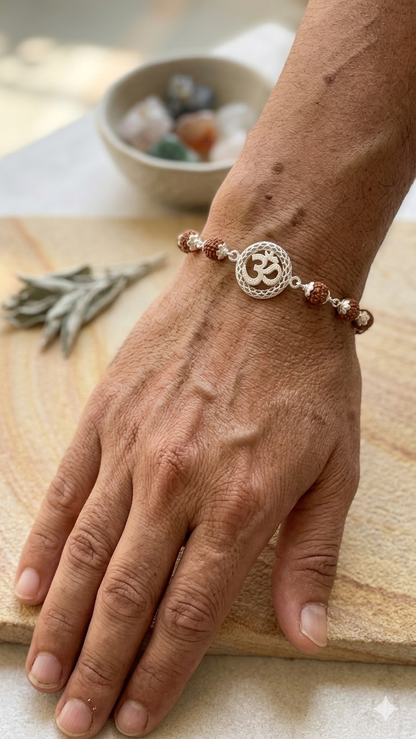 Silver Aum Rudraksha Bracelet / rakhi
