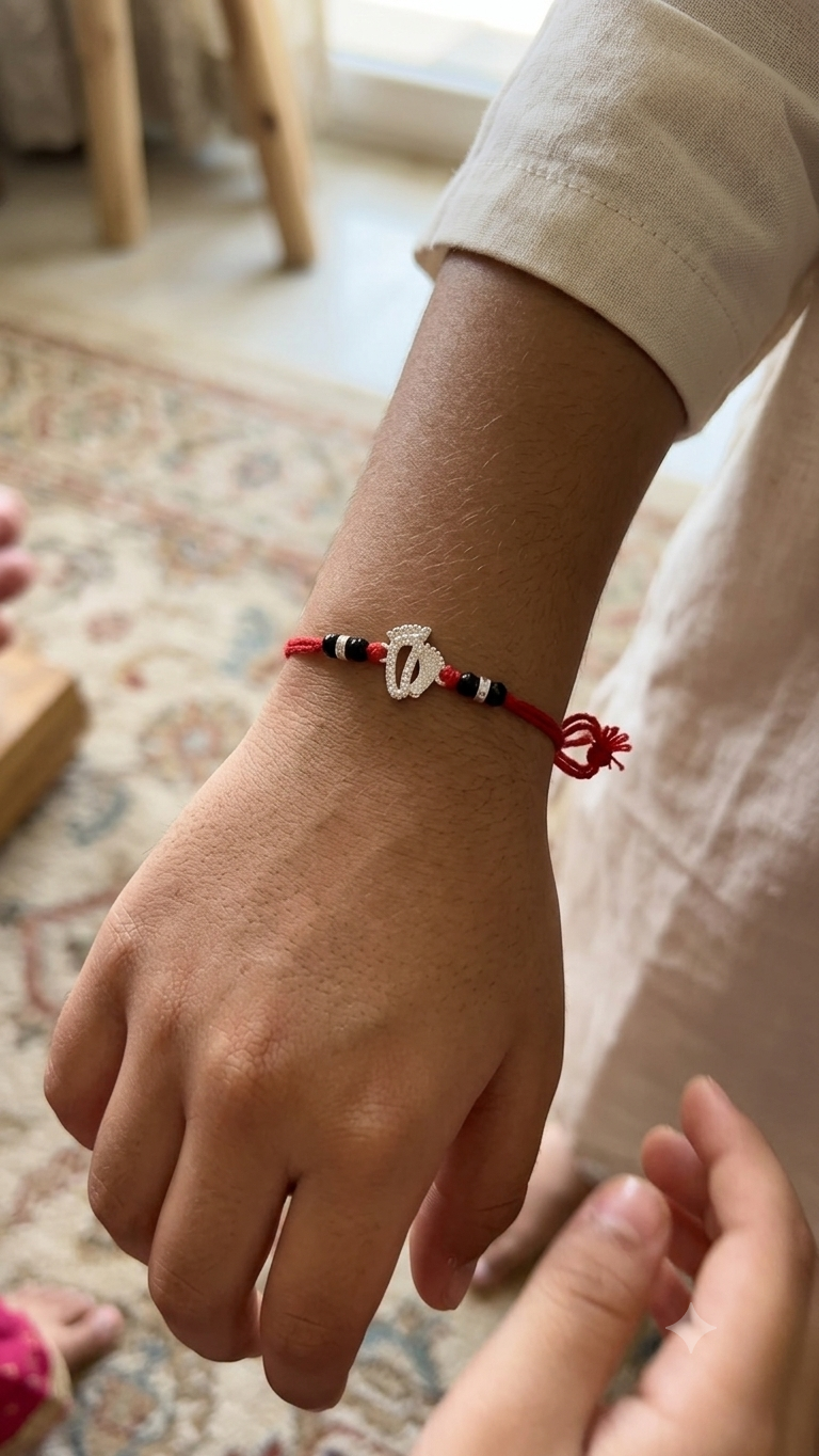 Silver footprint kid Rakhi