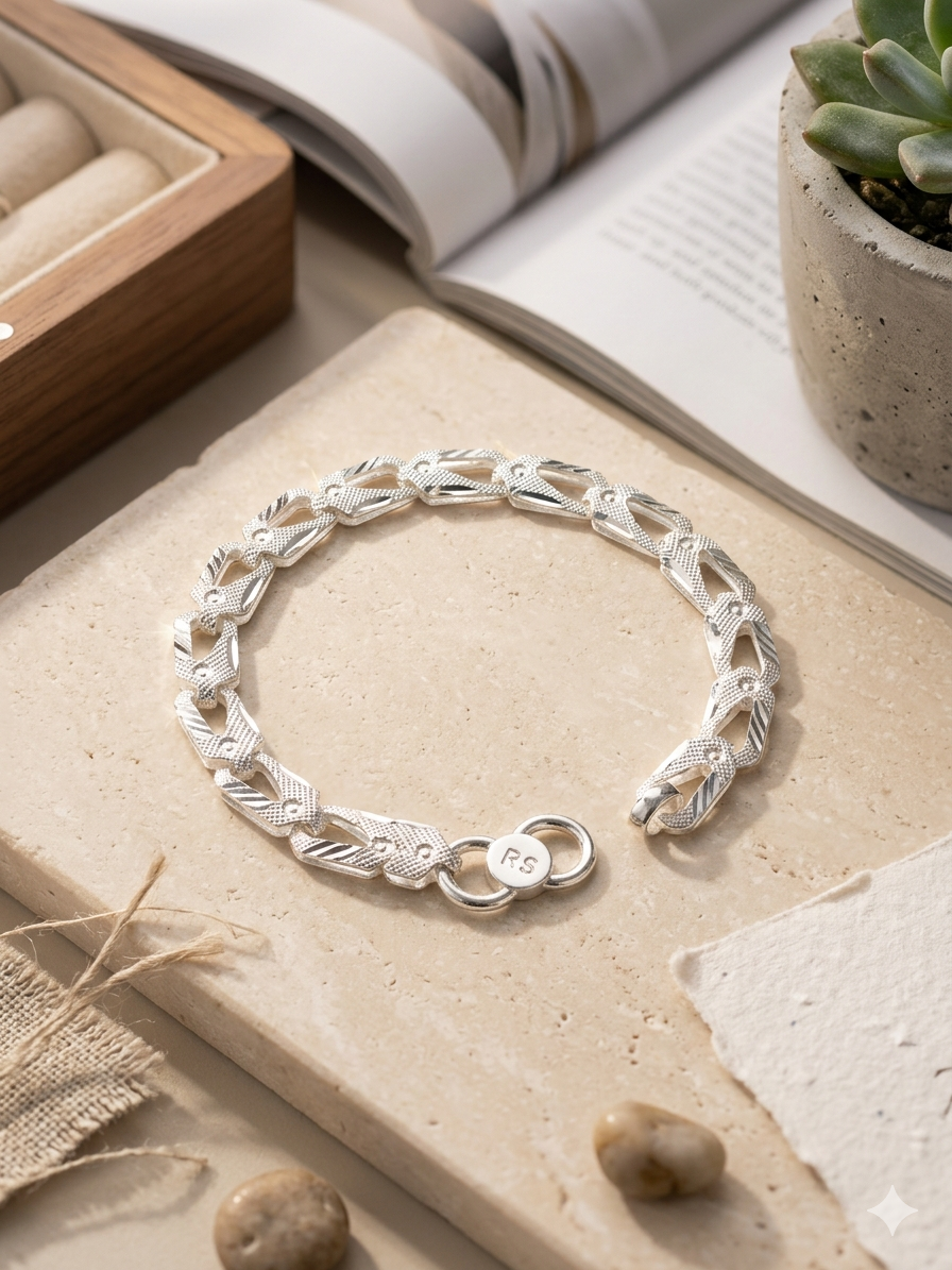 Elegant Men's Silver Franco Link ID Bracelet