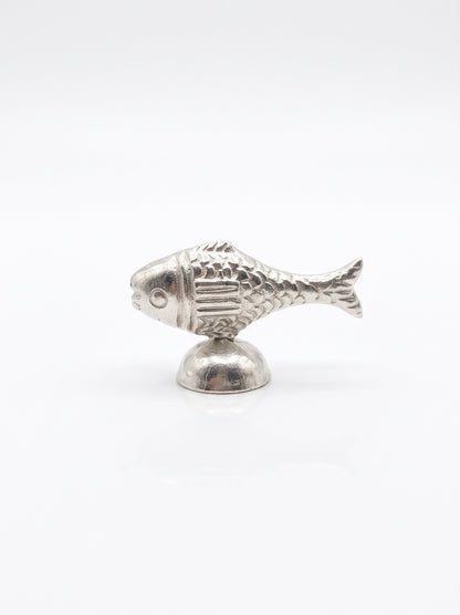 Pure Silver Matsya Fish Idol on Dome Pedestal | Vastu & Feng Shui Chandi Machhli for Wealth, Positivity & Home Mandir