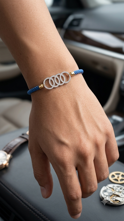 Silver audi symbol rakhi