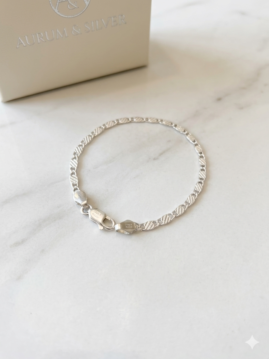 Elegant Men's Silver Franco Link ID Bracelet