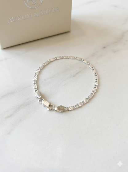Elegant Men's Silver Franco Link ID Bracelet