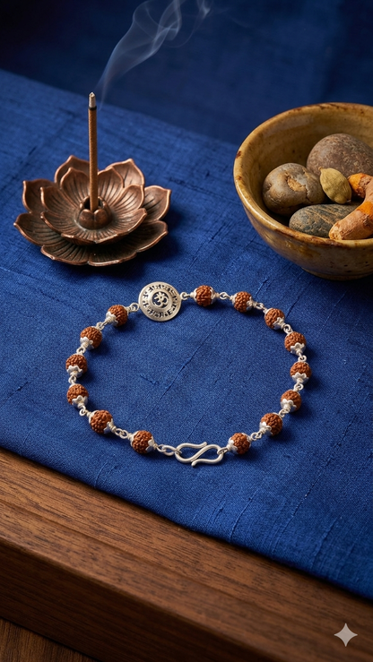 Silver Aum Rudraksha Bracelet / rakhi